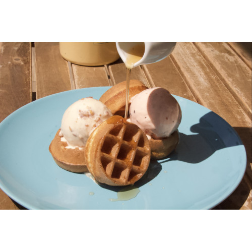 Waffles with ice cream