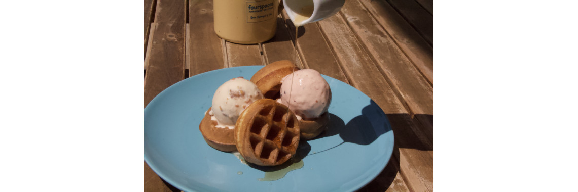 Waffles with ice cream